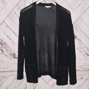 Mudd Slate Gray Black Knit Open Front Sweater Cardigan